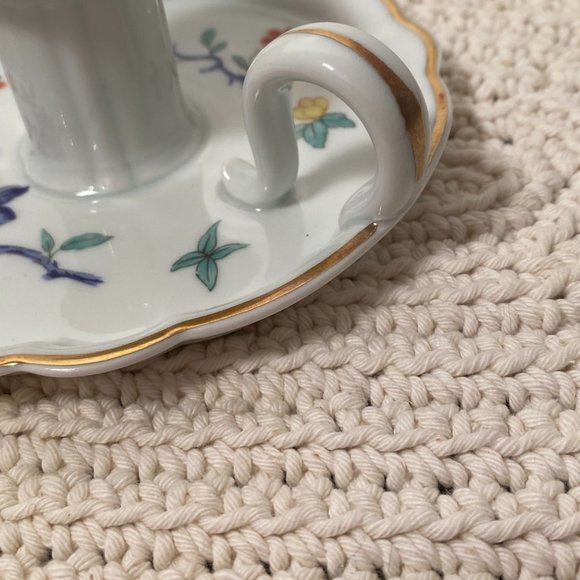 Haviland Limoges Porcelain Shalimar Chamber Candlestick Red Gold Trim, France - Picture 6 of 10